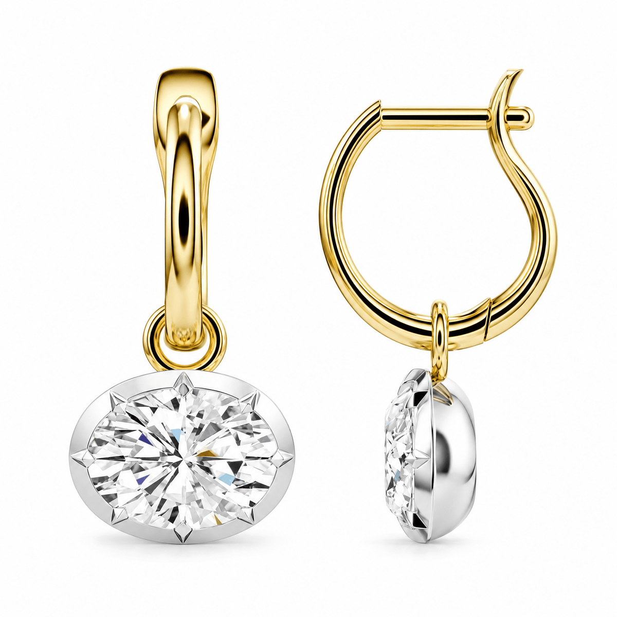 Oval Diamond Georgian Button-Back Drop Earrings in Earrings by 18 KARATS INC.
