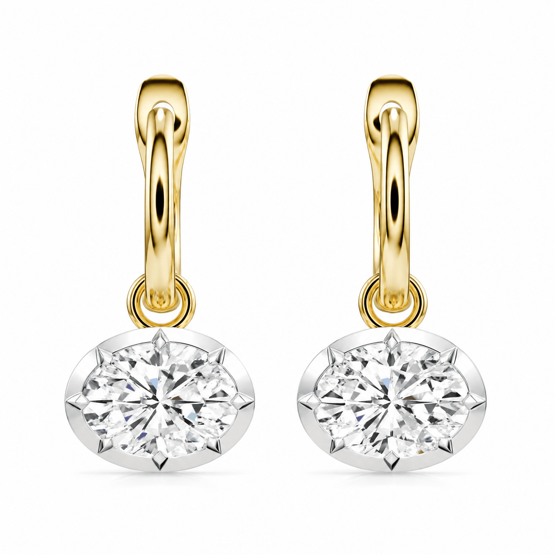 Oval Diamond Georgian Button-Back Drop Earrings in Earrings by 18 KARATS INC.