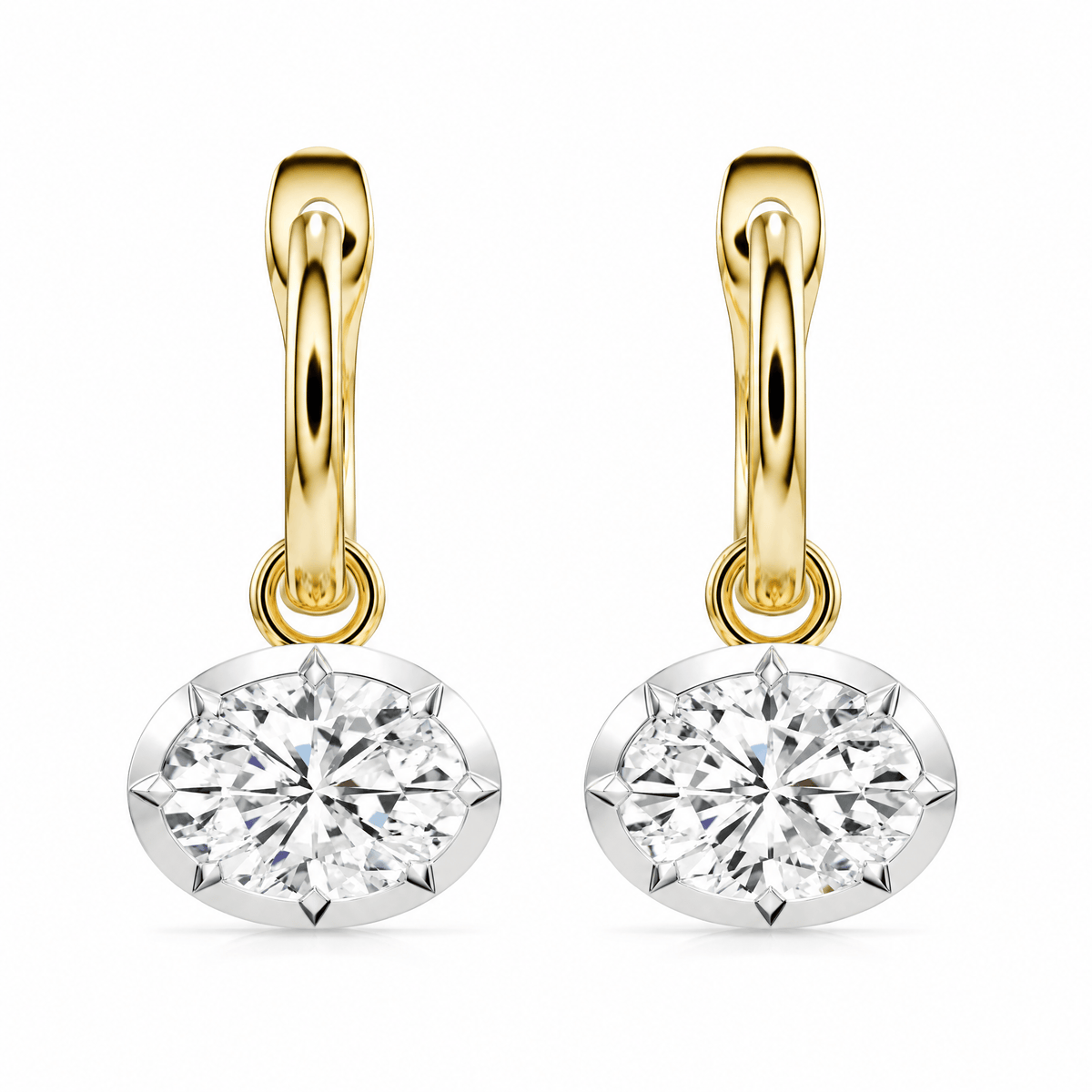 Oval Diamond Georgian Button-Back Drop Earrings in Earrings by 18 KARATS INC.
