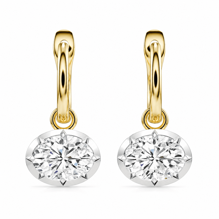 Oval Diamond Georgian Button-Back Drop Earrings in Earrings by 18 KARATS INC.