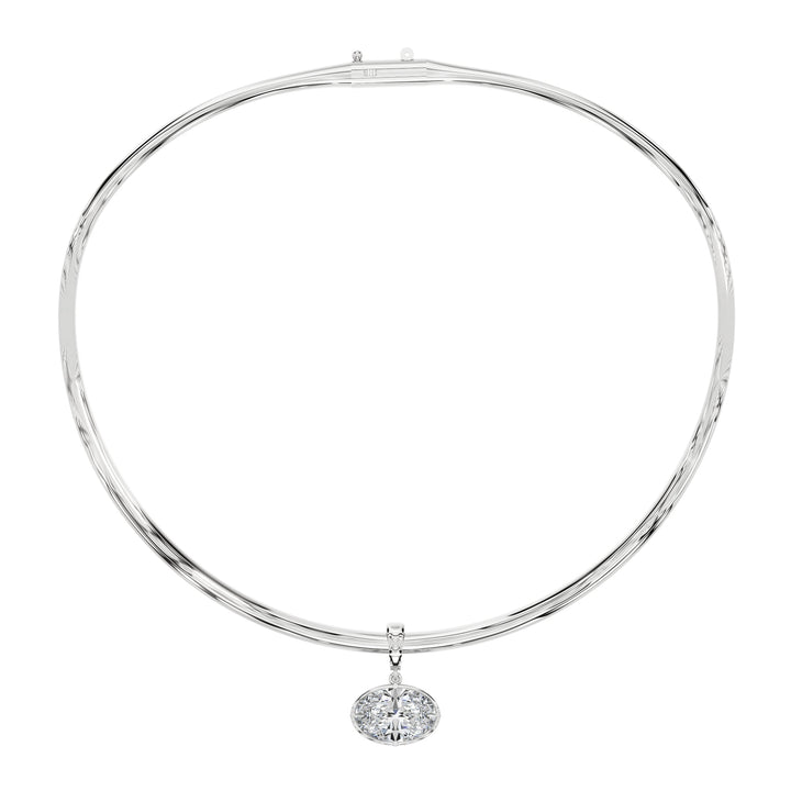 Oval Diamond Pendent - P1110 in Necklace by 18 KARATS