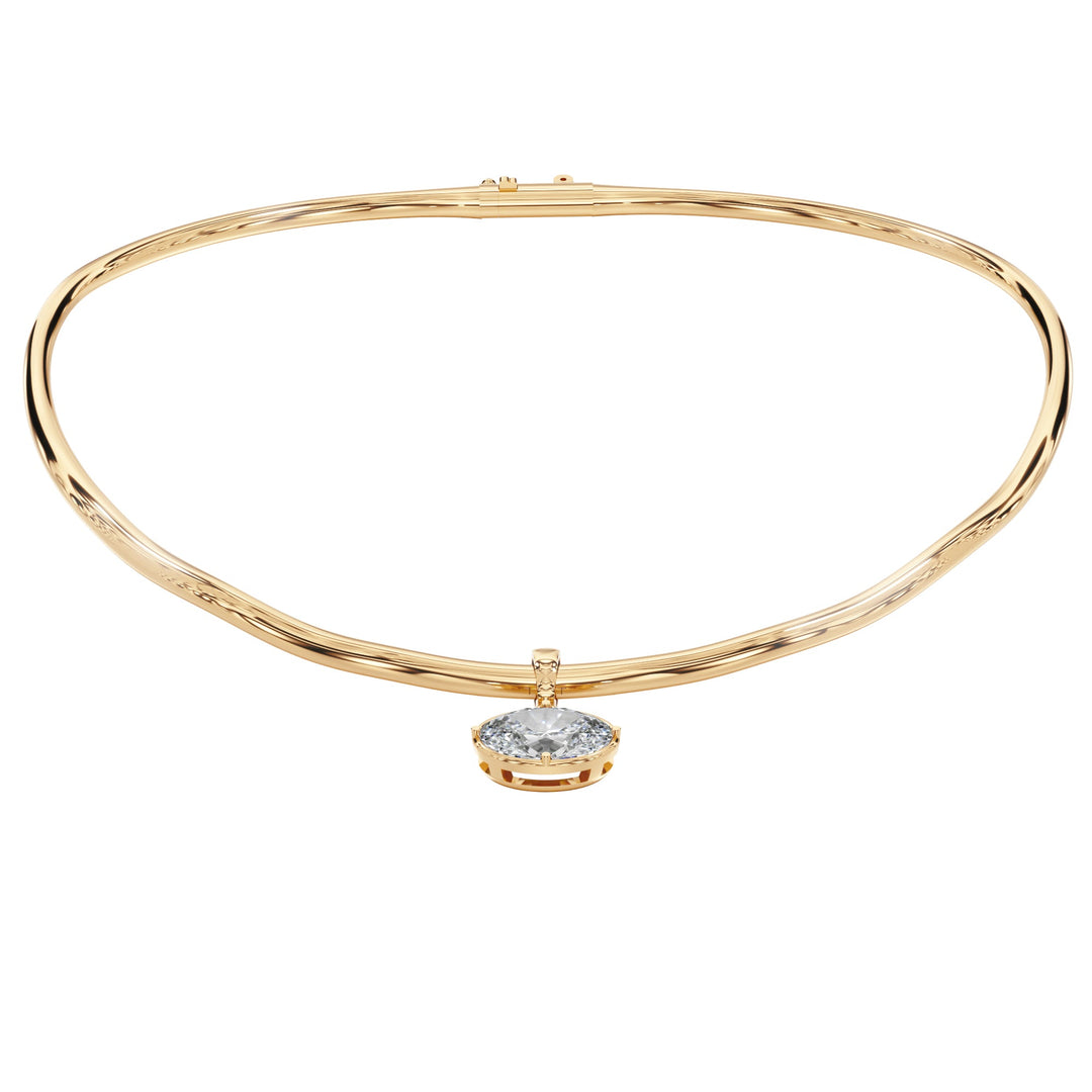 Oval Diamond Pendent - P1110 in Necklace by 18 KARATS