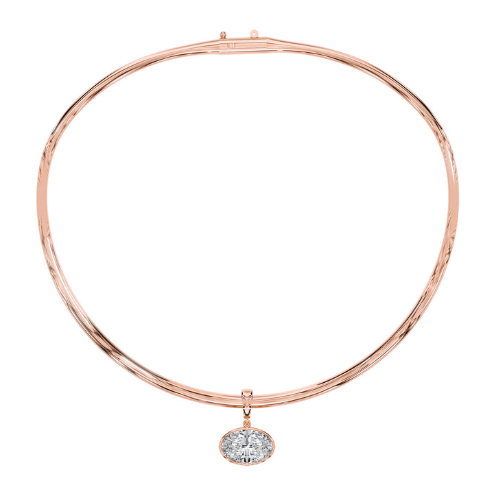 Oval Diamond Pendent - P1110 in Necklace by 18 KARATS