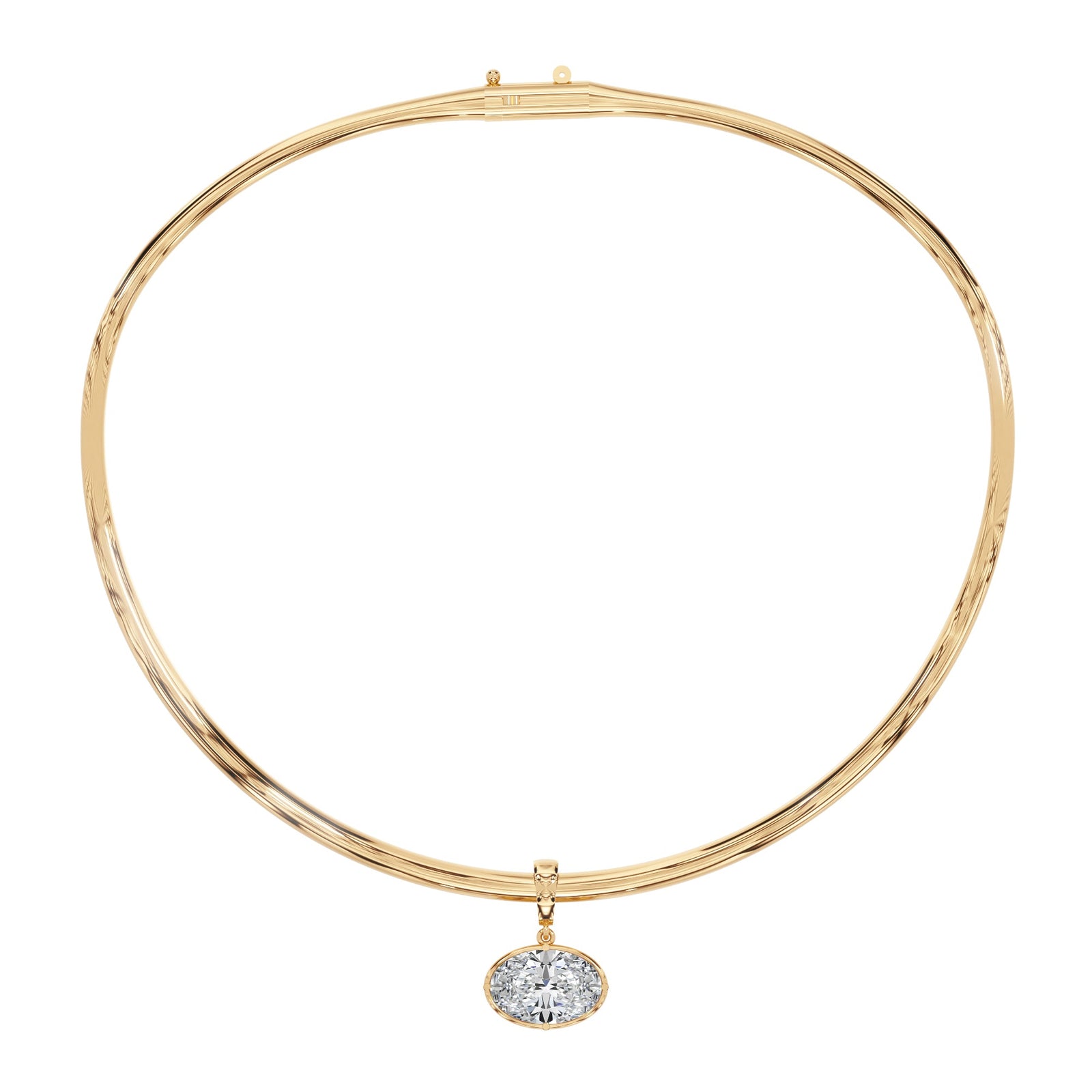 Oval Diamond Pendent - P1110 in Necklace by 18 KARATS