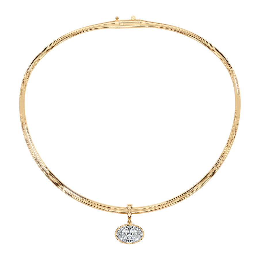 Oval Diamond Pendent - P1110 in Necklace by 18 KARATS