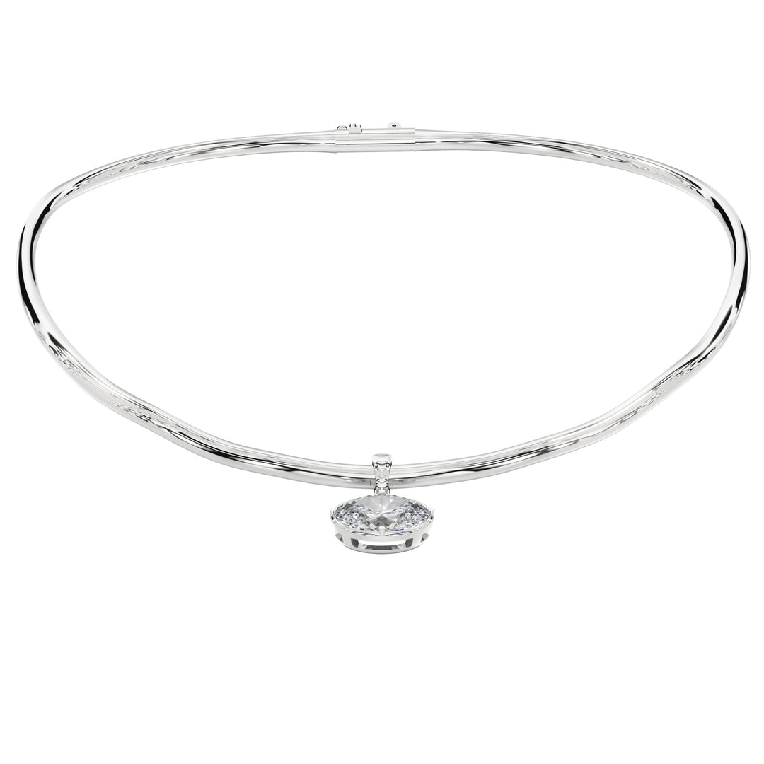 Oval Diamond Pendent - P1110 in Necklace by 18 KARATS