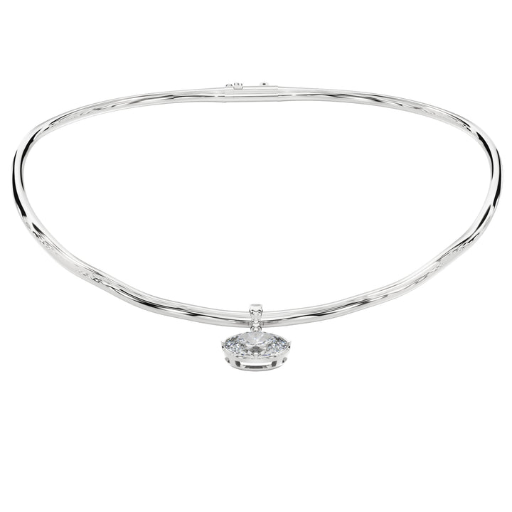Oval Diamond Pendent - P1110 in Necklace by 18 KARATS