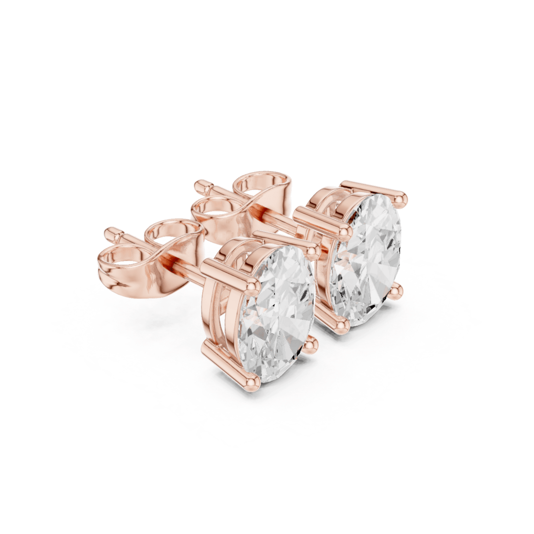 Oval Diamond Solitaire Stud Earrings - E1137 in Earrings by 18 KARATS INC.