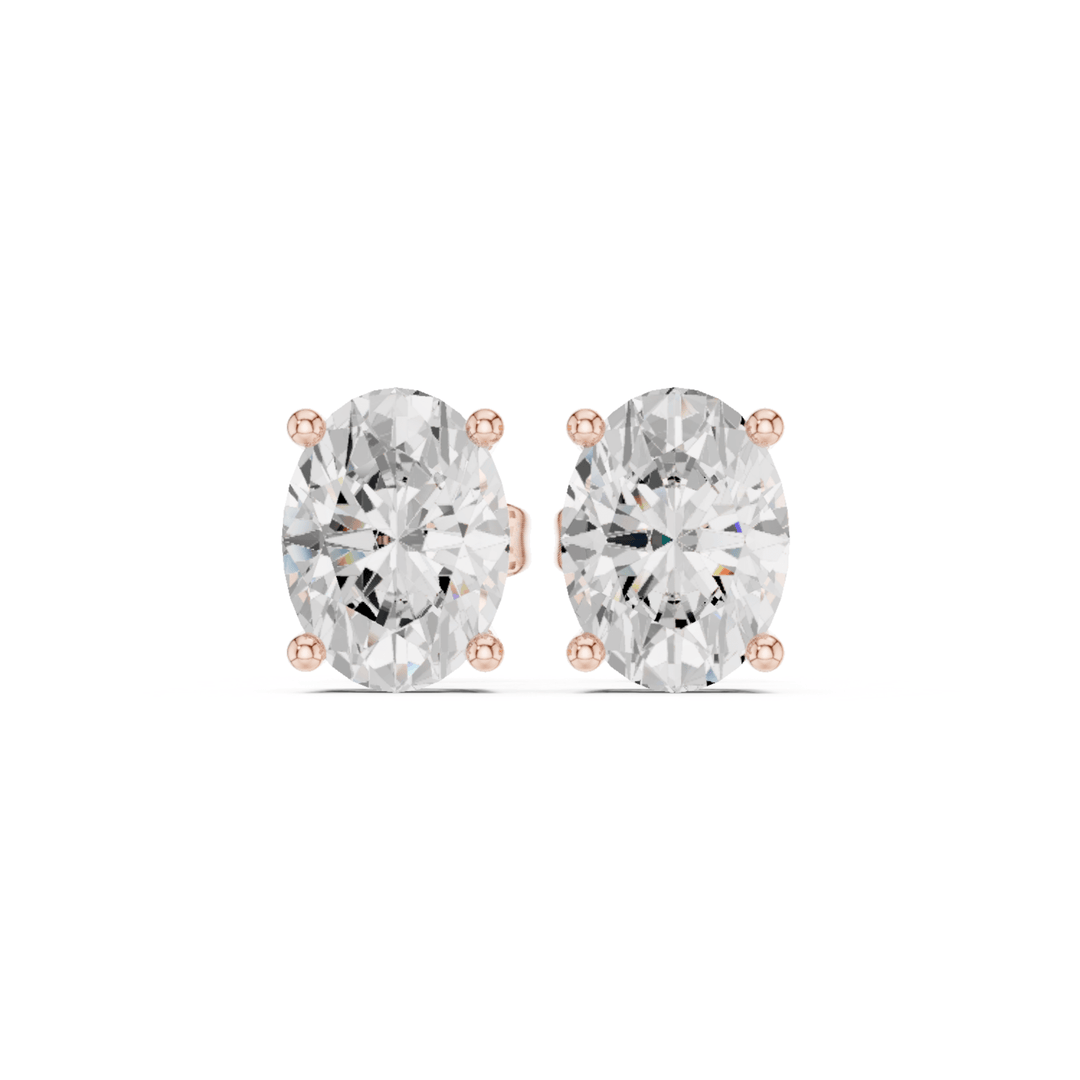 Oval Diamond Solitaire Stud Earrings - E1137 in Earrings by 18 KARATS INC.