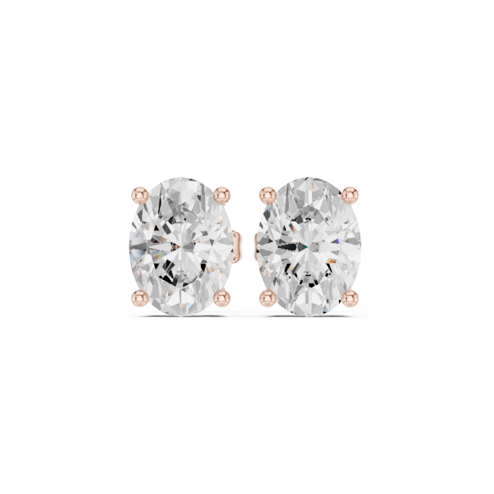 Oval Diamond Solitaire Stud Earrings - E1137 in Earrings by 18 KARATS INC.