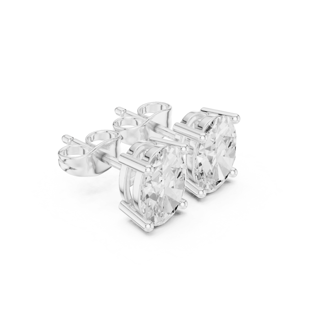 Oval Diamond Solitaire Stud Earrings - E1137 in Earrings by 18 KARATS INC.