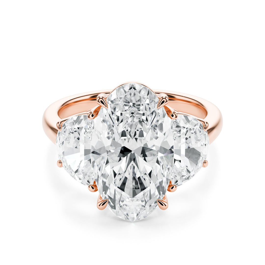Oval & Half-Moon Three-Stone Diamond Engagement Ring in Ring by 18 KARATS INC.