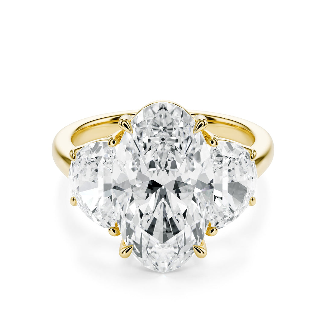 Oval & Half-Moon Three-Stone Diamond Engagement Ring in Ring by 18 KARATS INC.