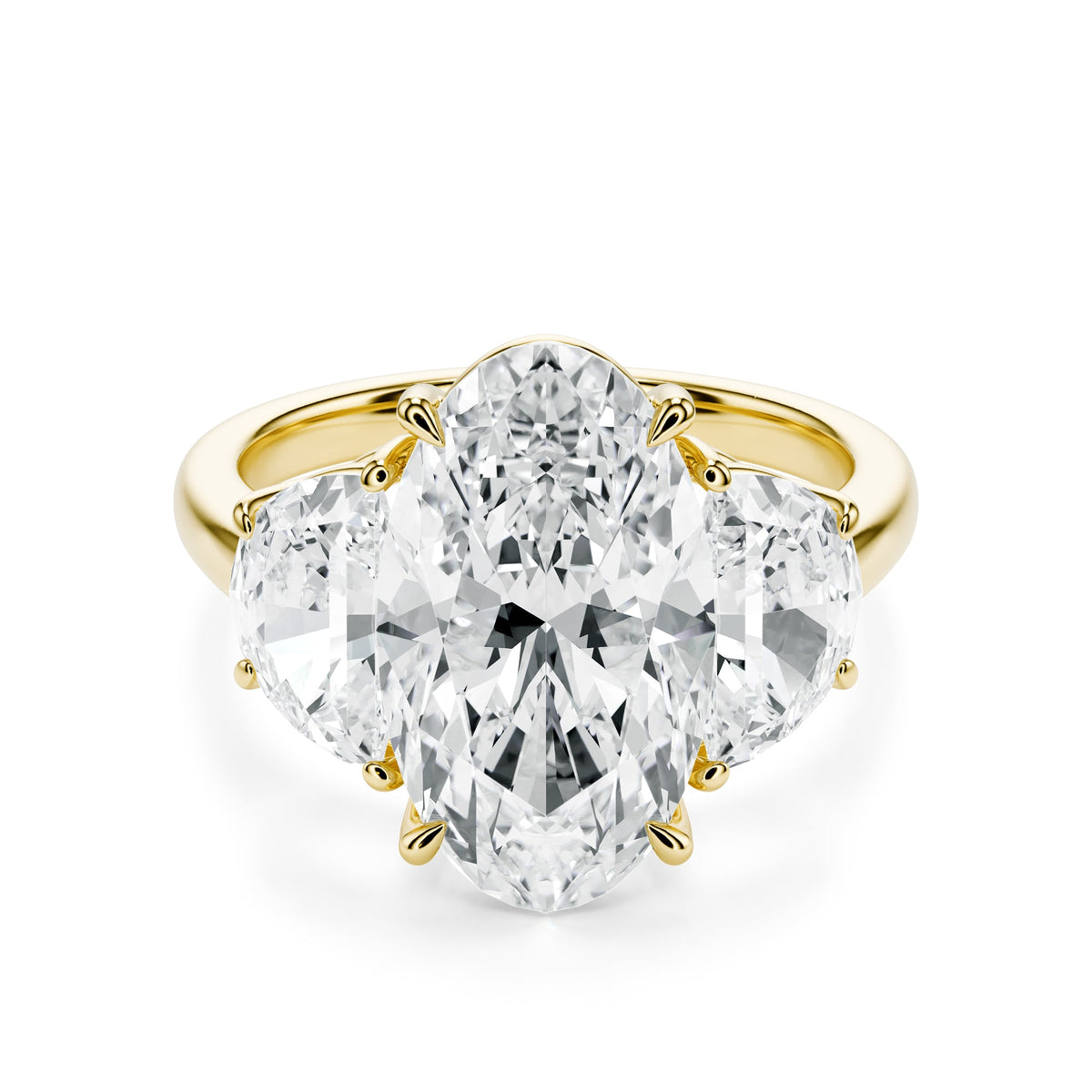 Oval & Half-Moon Three-Stone Diamond Engagement Ring in Ring by 18 KARATS INC.