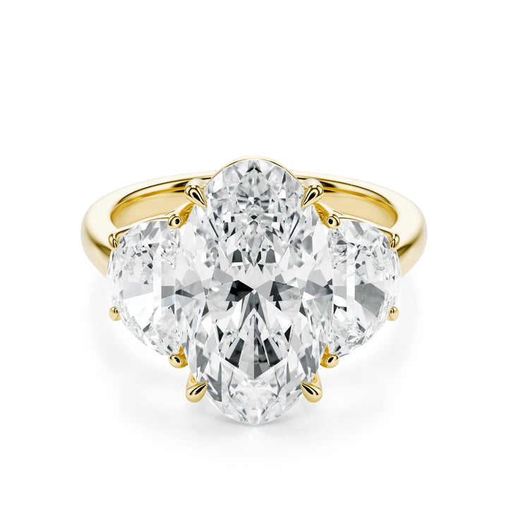 Oval & Half-Moon Three-Stone Diamond Engagement Ring in Ring by 18 KARATS INC.