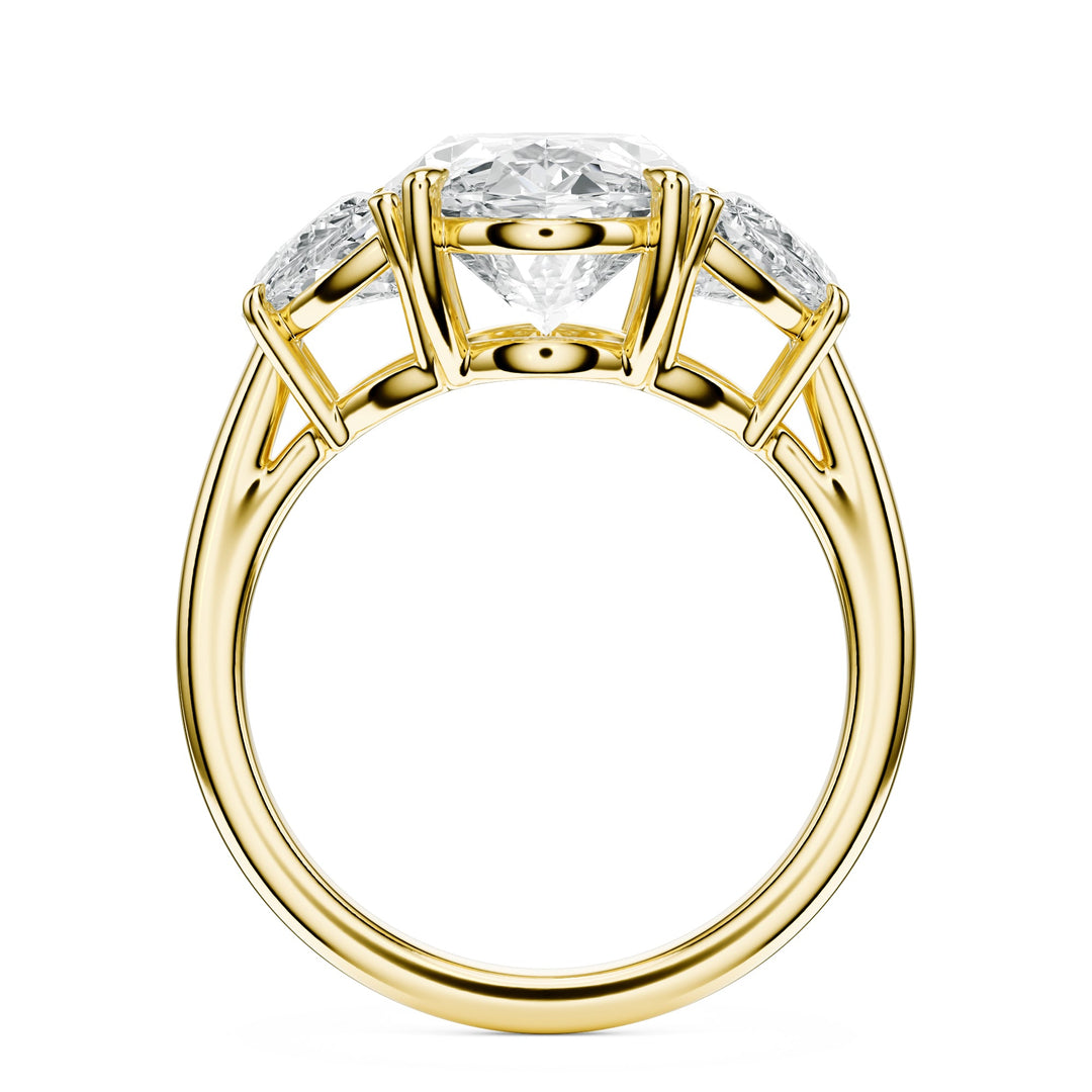 Oval & Half-Moon Three-Stone Diamond Engagement Ring in Ring by 18 KARATS INC.