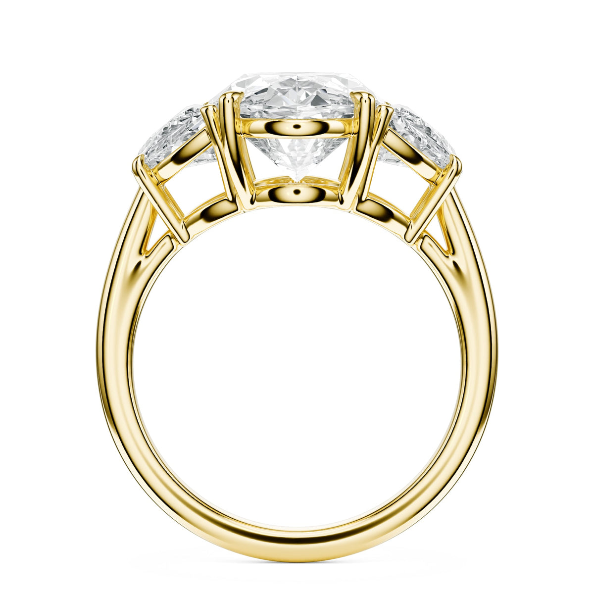 Oval & Half-Moon Three-Stone Diamond Engagement Ring in Ring by 18 KARATS INC.