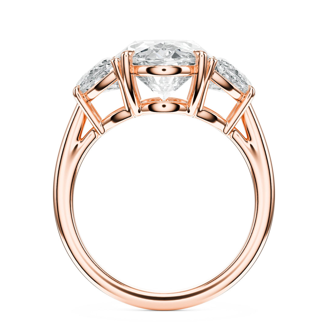 Oval & Half-Moon Three-Stone Diamond Engagement Ring in Ring by 18 KARATS INC.