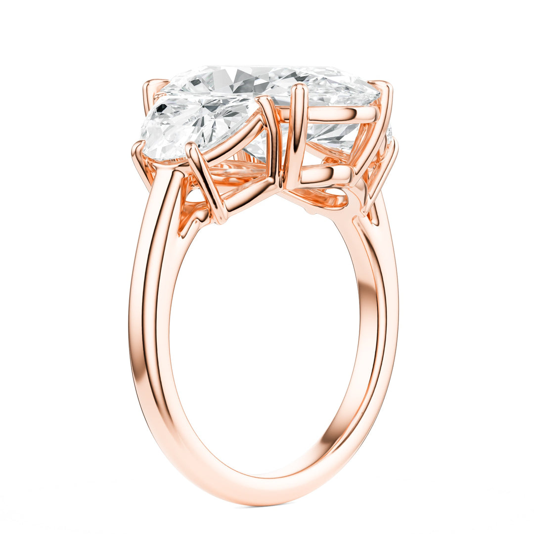 Oval & Half-Moon Three-Stone Diamond Engagement Ring in Ring by 18 KARATS INC.