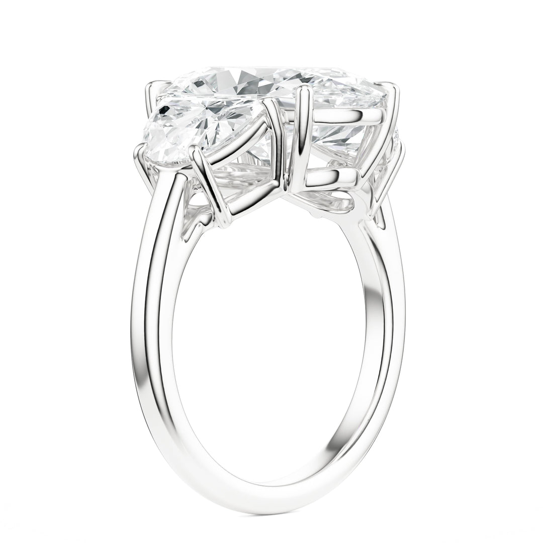 Oval & Half-Moon Three-Stone Diamond Engagement Ring in Ring by 18 KARATS INC.