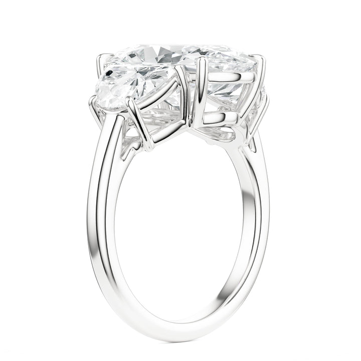 Oval & Half-Moon Three-Stone Diamond Engagement Ring in Ring by 18 KARATS INC.