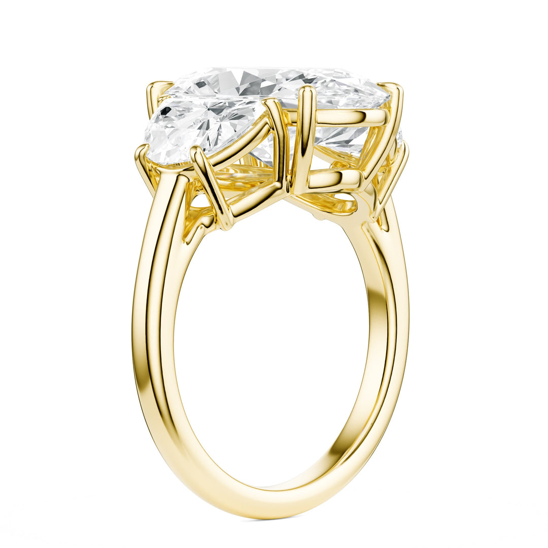 Oval & Half-Moon Three-Stone Diamond Engagement Ring in Ring by 18 KARATS INC.