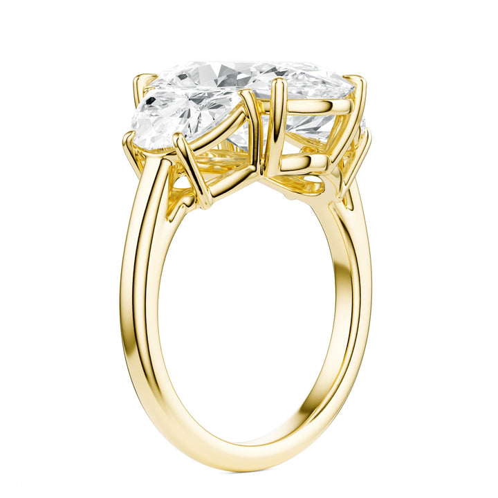 Oval & Half-Moon Three-Stone Diamond Engagement Ring in Ring by 18 KARATS INC.