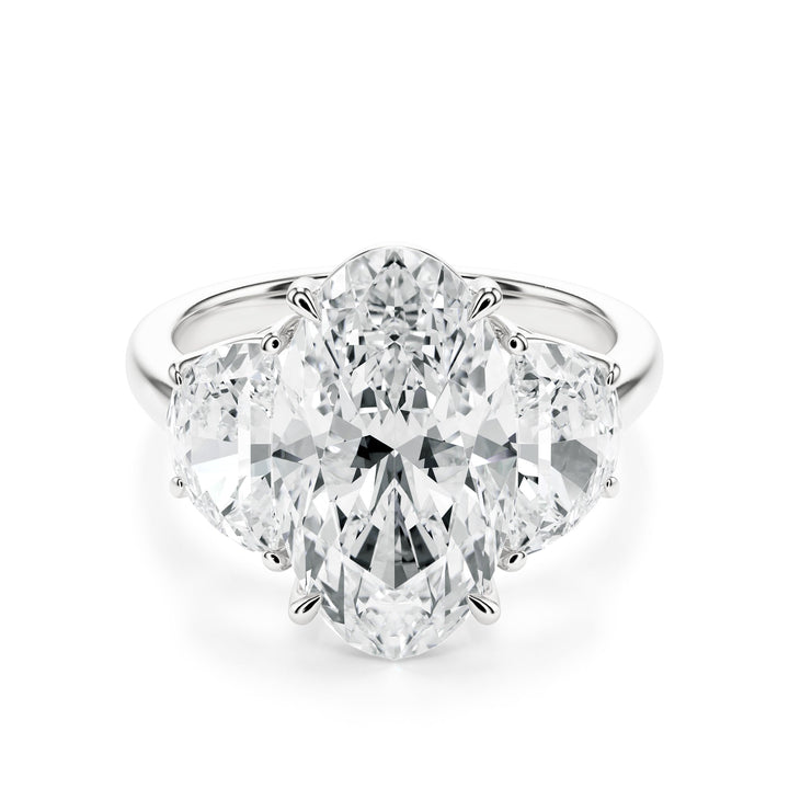 Oval & Half-Moon Three-Stone Diamond Engagement Ring in Ring by 18 KARATS INC.