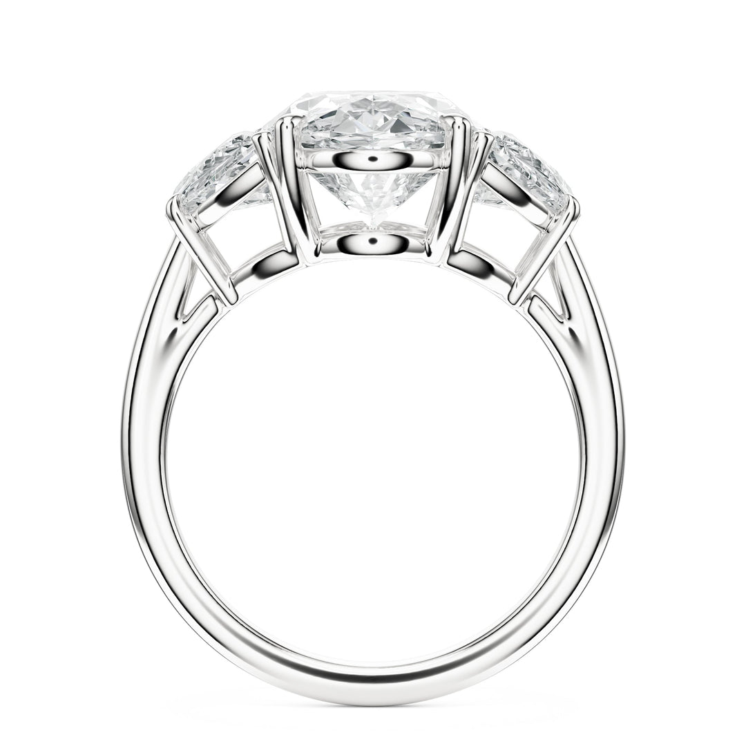 Oval & Half-Moon Three-Stone Diamond Engagement Ring in Ring by 18 KARATS INC.