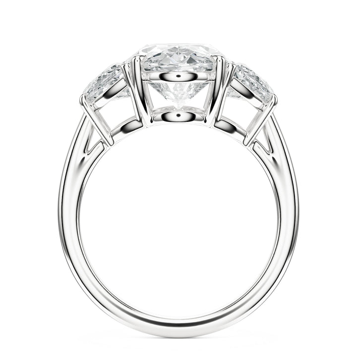Oval & Half-Moon Three-Stone Diamond Engagement Ring in Ring by 18 KARATS INC.