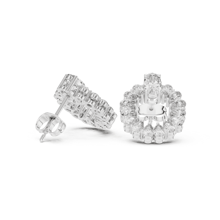 Oval & Pear 4.20 ctw Diamond Open Circle Stud Earrings - E1141 in Earrings by 18 KARATS INC.