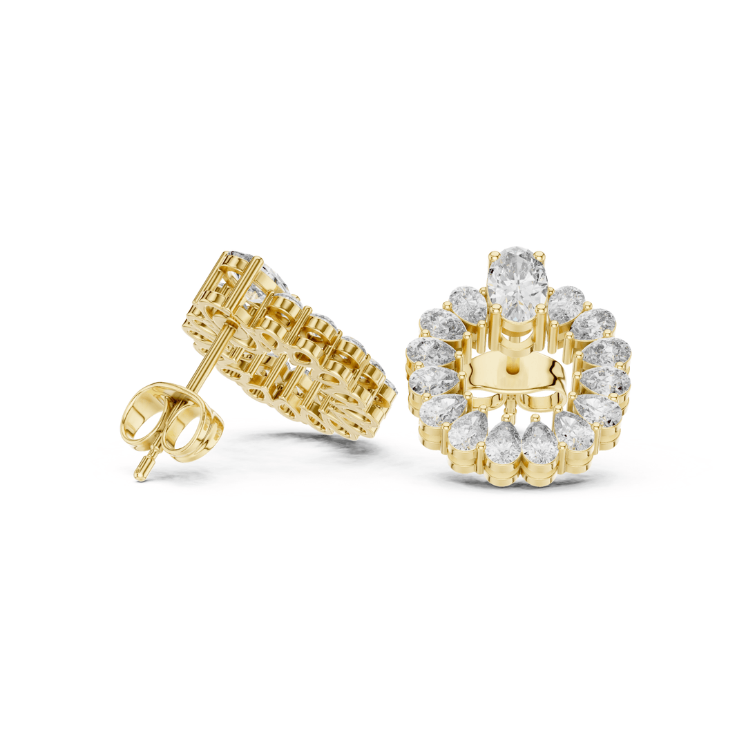 Oval & Pear 4.20 ctw Diamond Open Circle Stud Earrings - E1141 in Earrings by 18 KARATS INC.