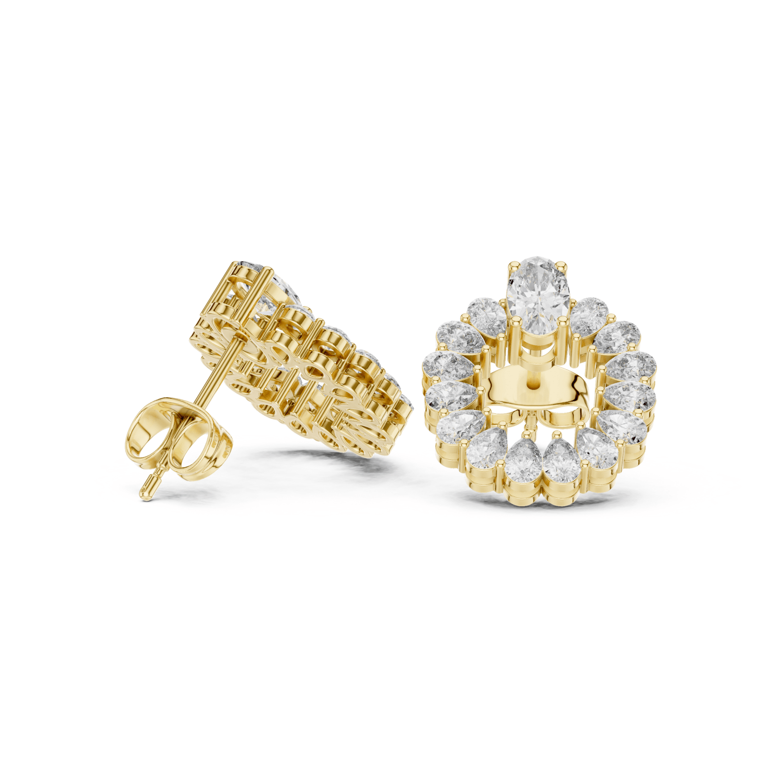 Oval & Pear 4.20 ctw Diamond Open Circle Stud Earrings - E1141 in Earrings by 18 KARATS INC.