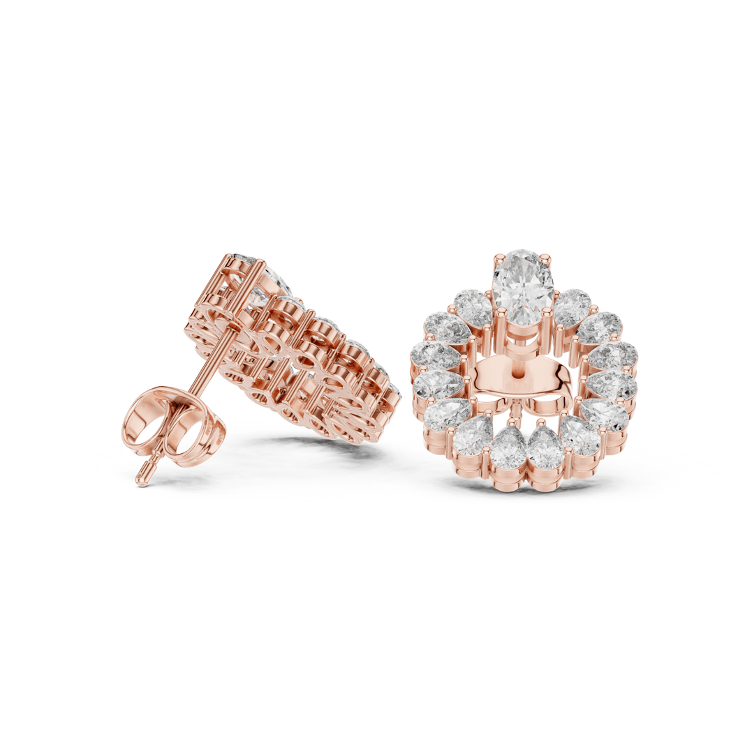 Oval & Pear 4.20 ctw Diamond Open Circle Stud Earrings - E1141 in Earrings by 18 KARATS INC.