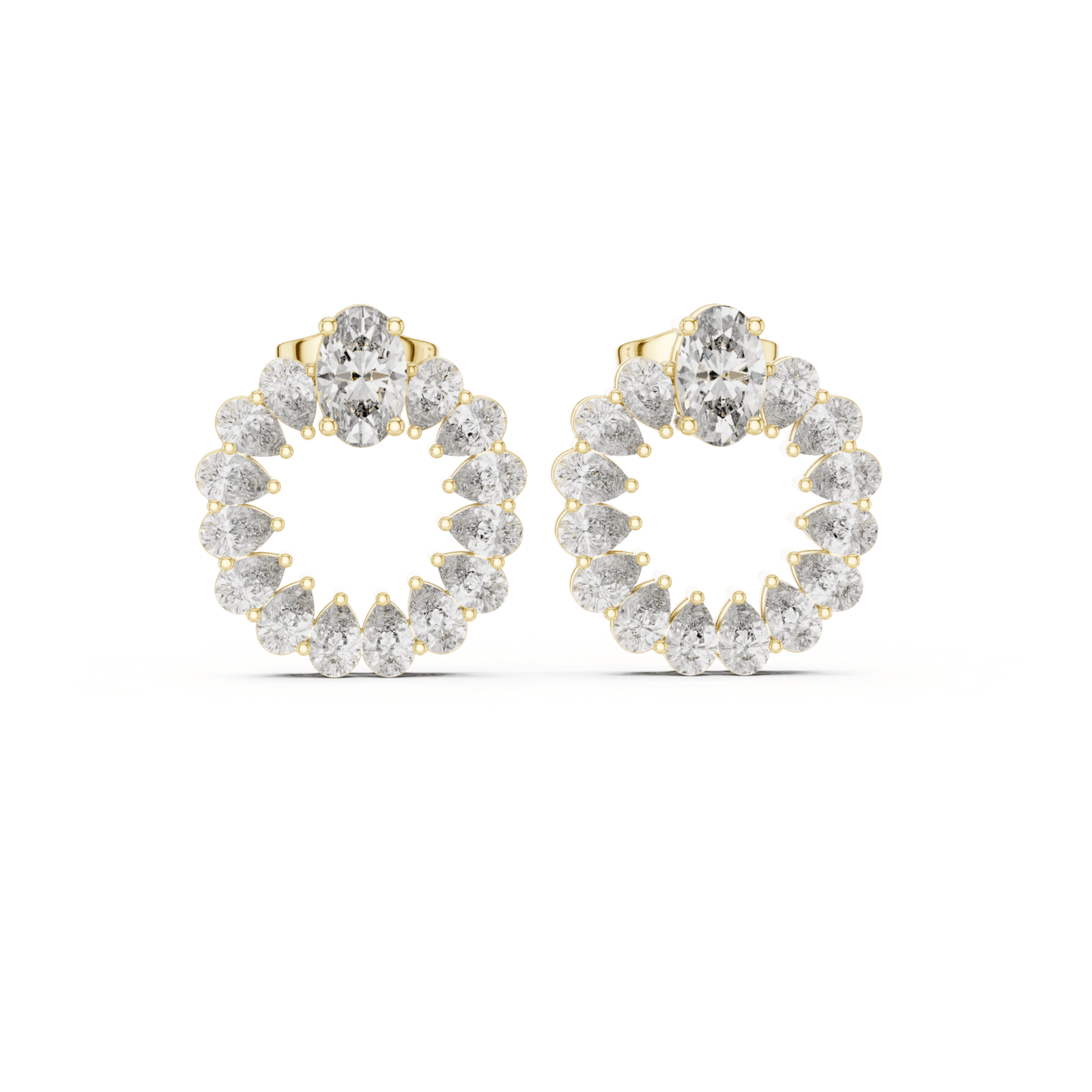Oval & Pear 4.20 ctw Diamond Open Circle Stud Earrings - E1141 in Earrings by 18 KARATS INC.