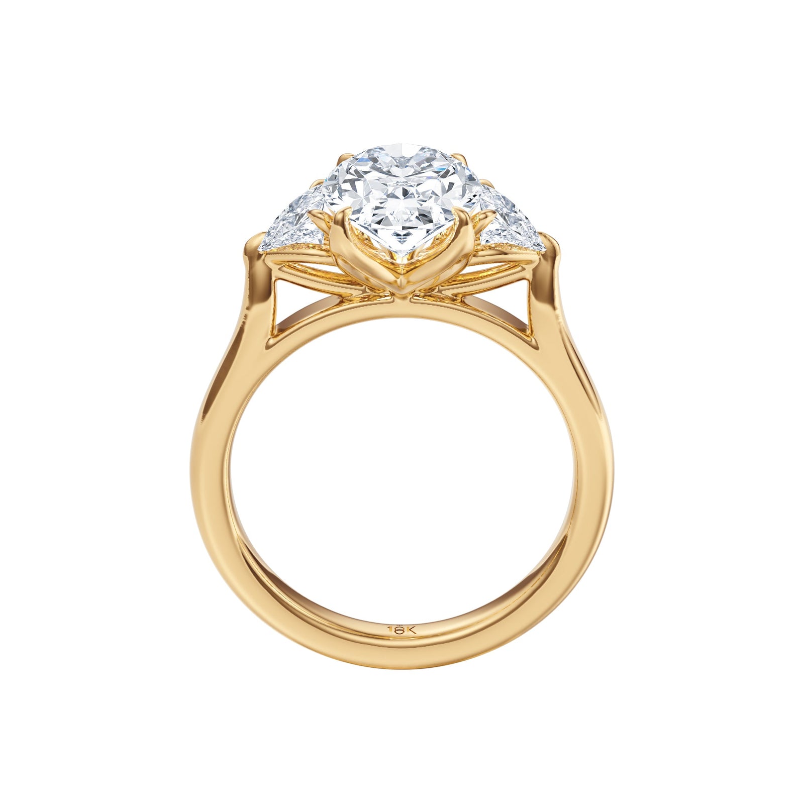Oval Three - Stone Diamond Ring - R1043 in Ring by 18 KARATS