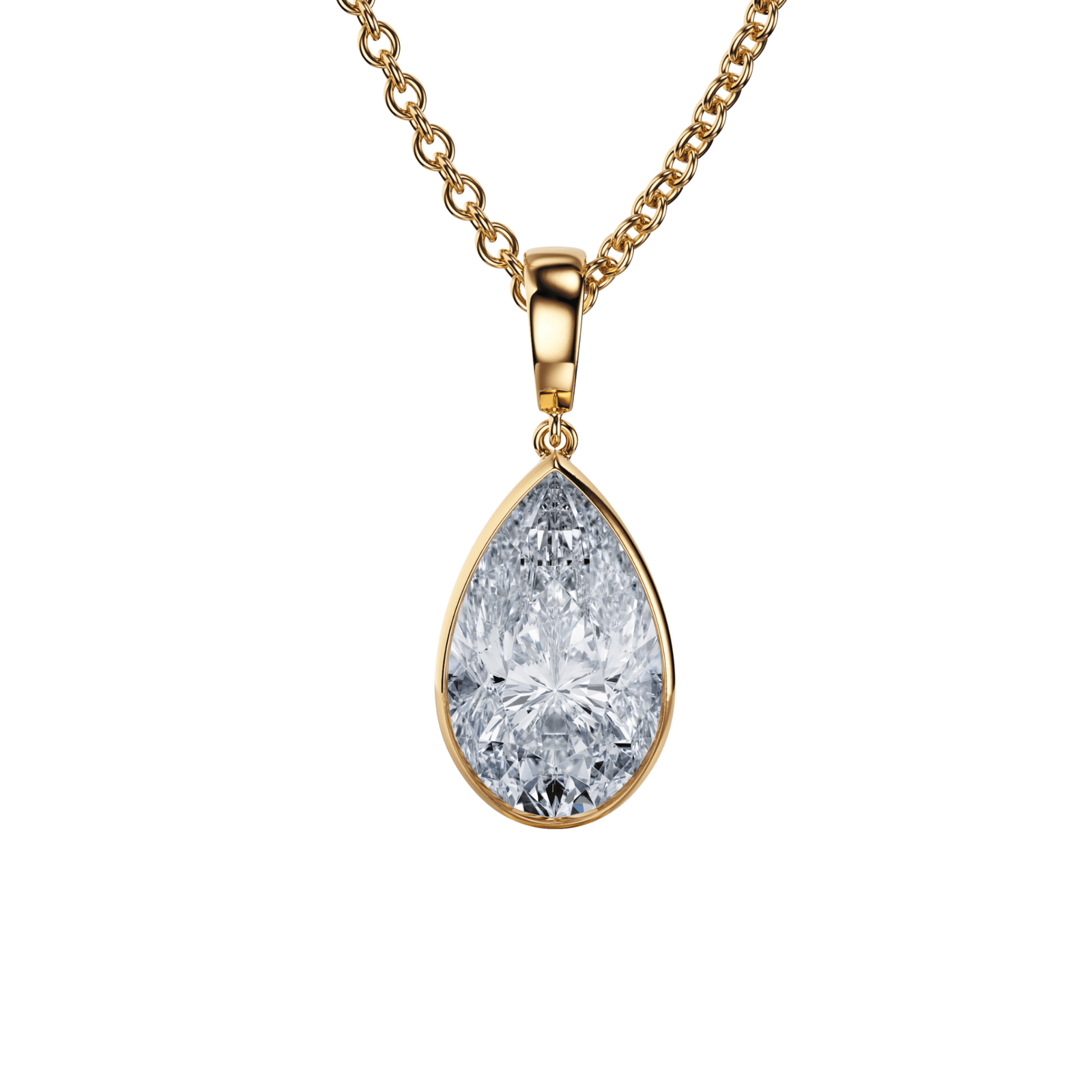 Pear - Cut Diamond Bezel Necklace - P1109 in Necklace by 18 KARATS INC.