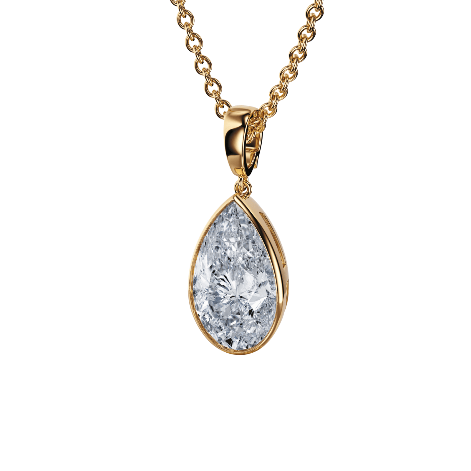 Pear - Cut Diamond Bezel Necklace - P1109 in Necklace by 18 KARATS INC.