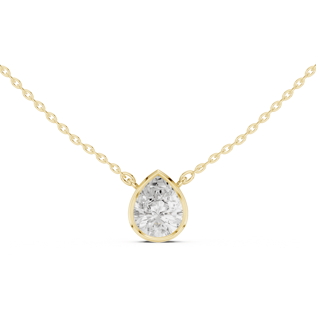 Pear Cut Diamond Bezel Solitaire Pendant - P1135PE in Necklace by 18 KARATS INC.