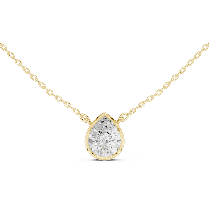 Pear Cut Diamond Bezel Solitaire Pendant - P1135PE in Necklace by 18 KARATS INC.