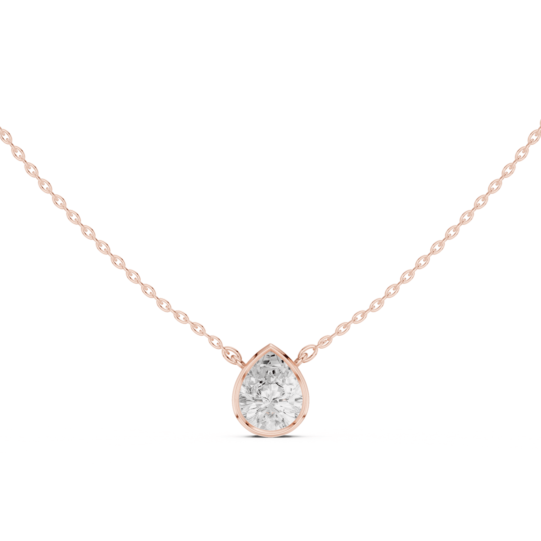 Pear Cut Diamond Bezel Solitaire Pendant - P1135PE in Necklace by 18 KARATS INC.