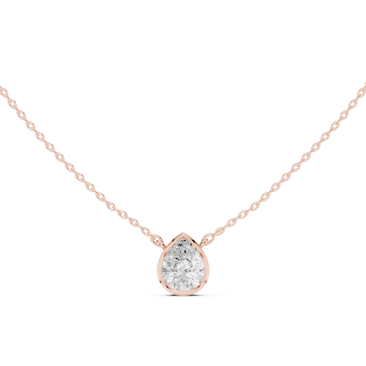 Pear Cut Diamond Bezel Solitaire Pendant - P1135PE in Necklace by 18 KARATS INC.