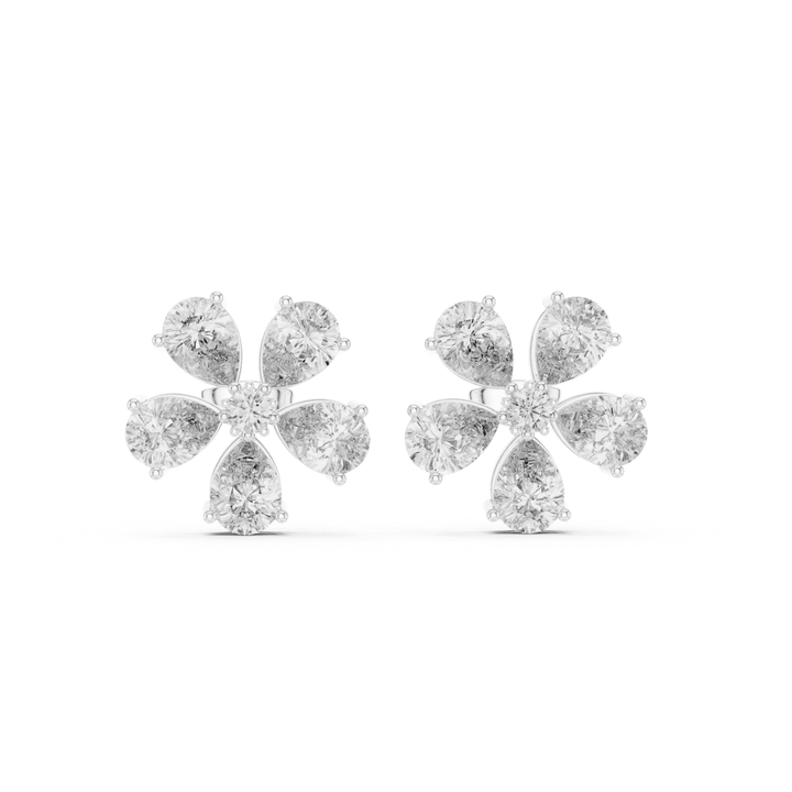 Pear Cut Diamond Blossom Stud Earrings - E1134 in Earrings by 18 KARATS INC.