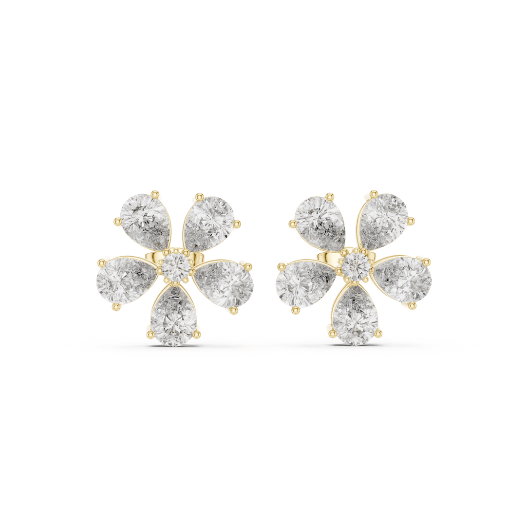 Pear Cut Diamond Blossom Stud Earrings - E1134 in Earrings by 18 KARATS INC.