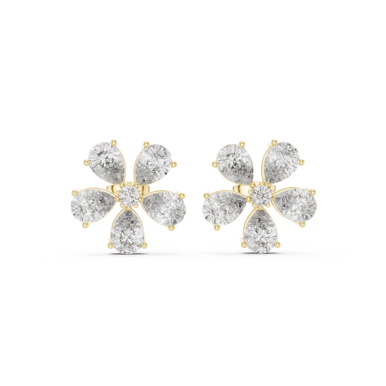 Pear Cut Diamond Blossom Stud Earrings - E1134 in Earrings by 18 KARATS INC.