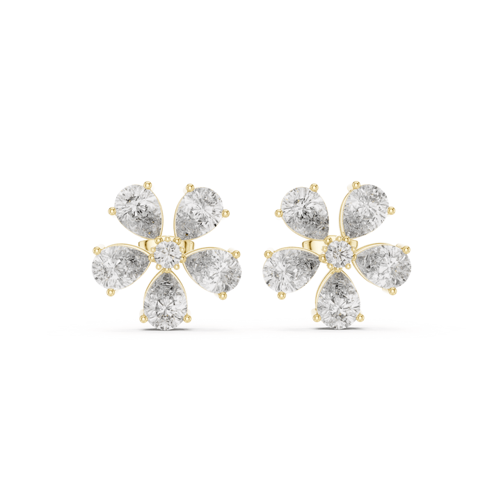Pear Cut Diamond Blossom Stud Earrings - E1134 in Earrings by 18 KARATS INC.