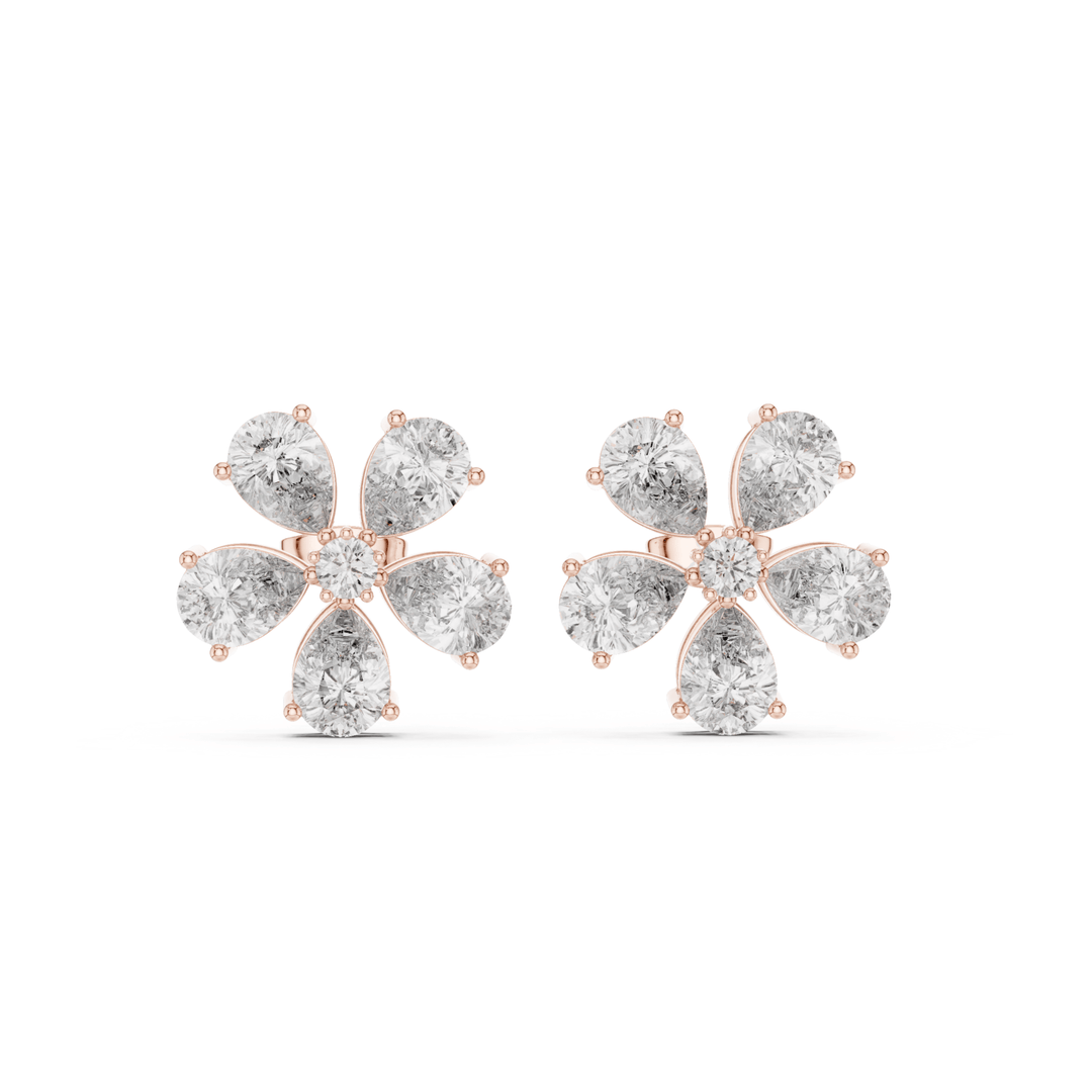 Pear Cut Diamond Blossom Stud Earrings - E1134 in Earrings by 18 KARATS INC.