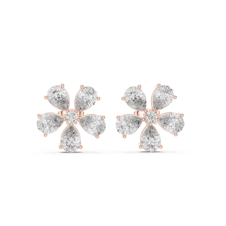 Pear Cut Diamond Blossom Stud Earrings - E1134 in Earrings by 18 KARATS INC.