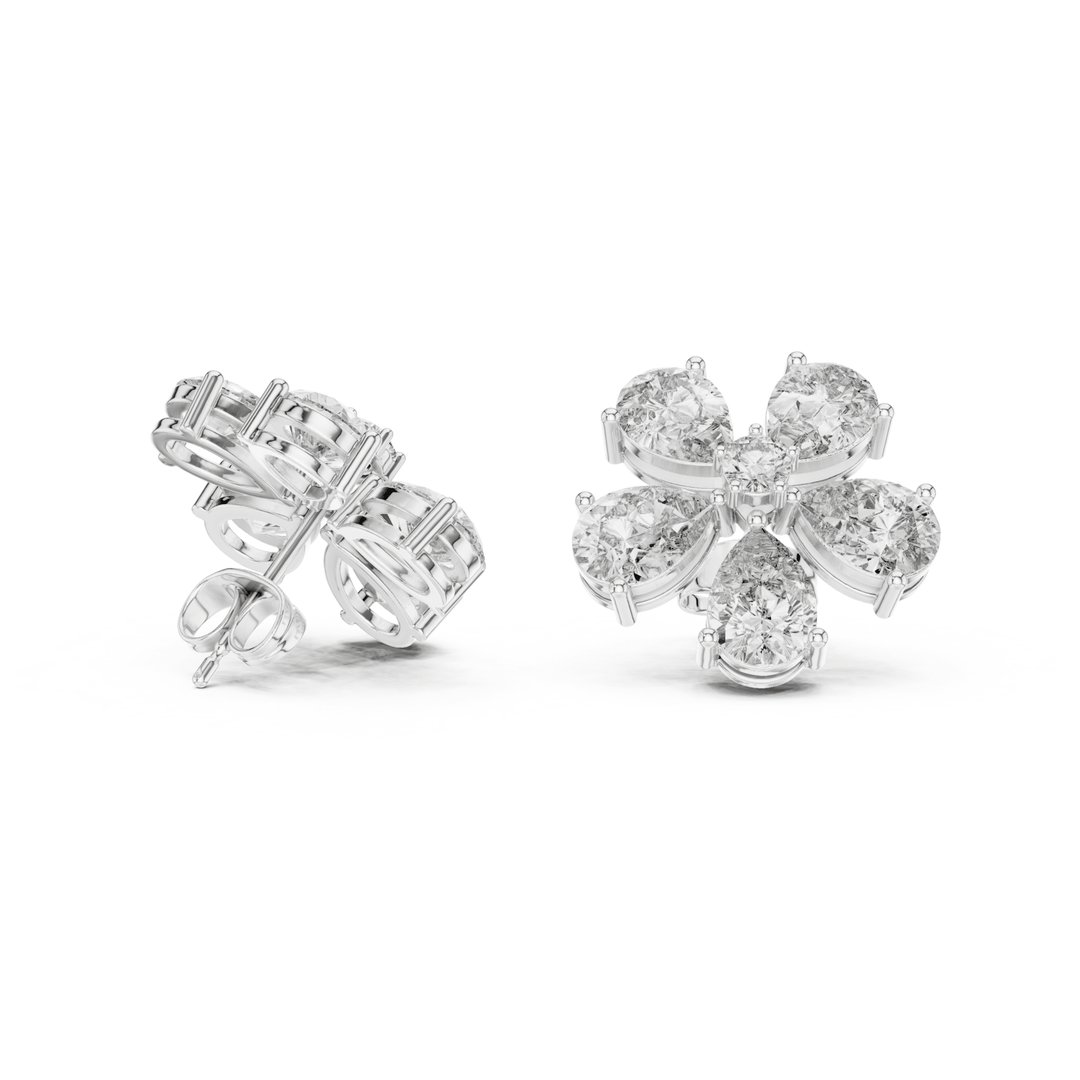 Pear Cut Diamond Blossom Stud Earrings - E1134 in Earrings by 18 KARATS INC.