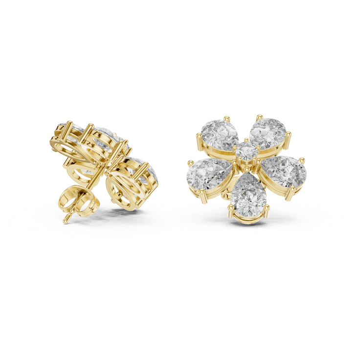 Pear Cut Diamond Blossom Stud Earrings - E1134 in Earrings by 18 KARATS INC.